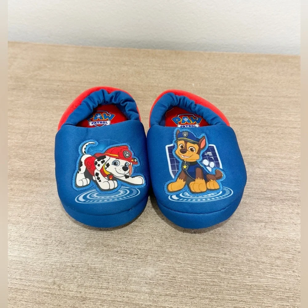 NWOT Paw Patrol Slippers Soft Bottom Chase Marshal Blue Red Shoe Toddler Boy 5/6